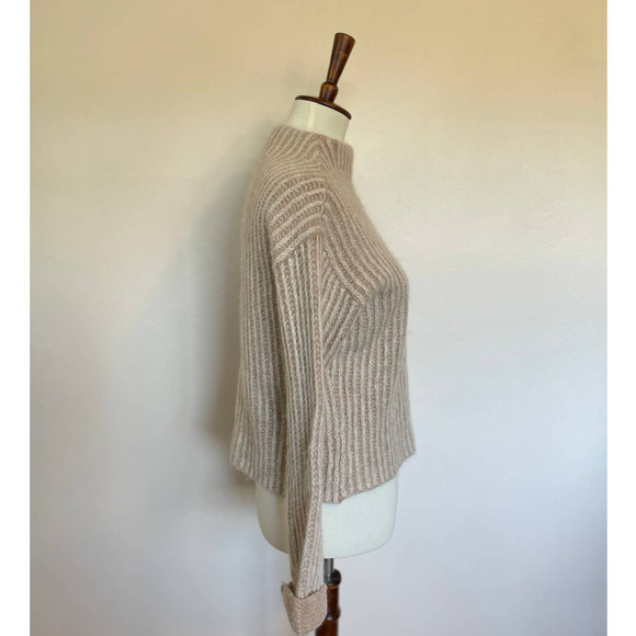 Vince Ribbed Funnel Neck Alpaca & Merino Wool Blend Sweater - Picture 3 of 6